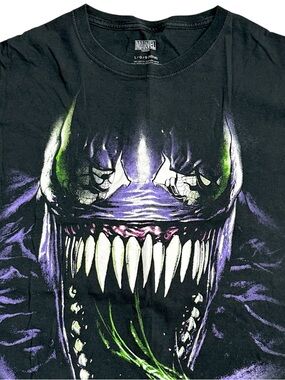 Marvel Venom Graphic T Shirt Black Large Comic Villain Streetwear Tee Horror